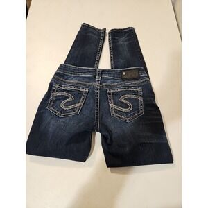 Silver Aiko Mid Skinny Jeans Womens Sz 28x31 Dark Wash Denim Jeans (1350
